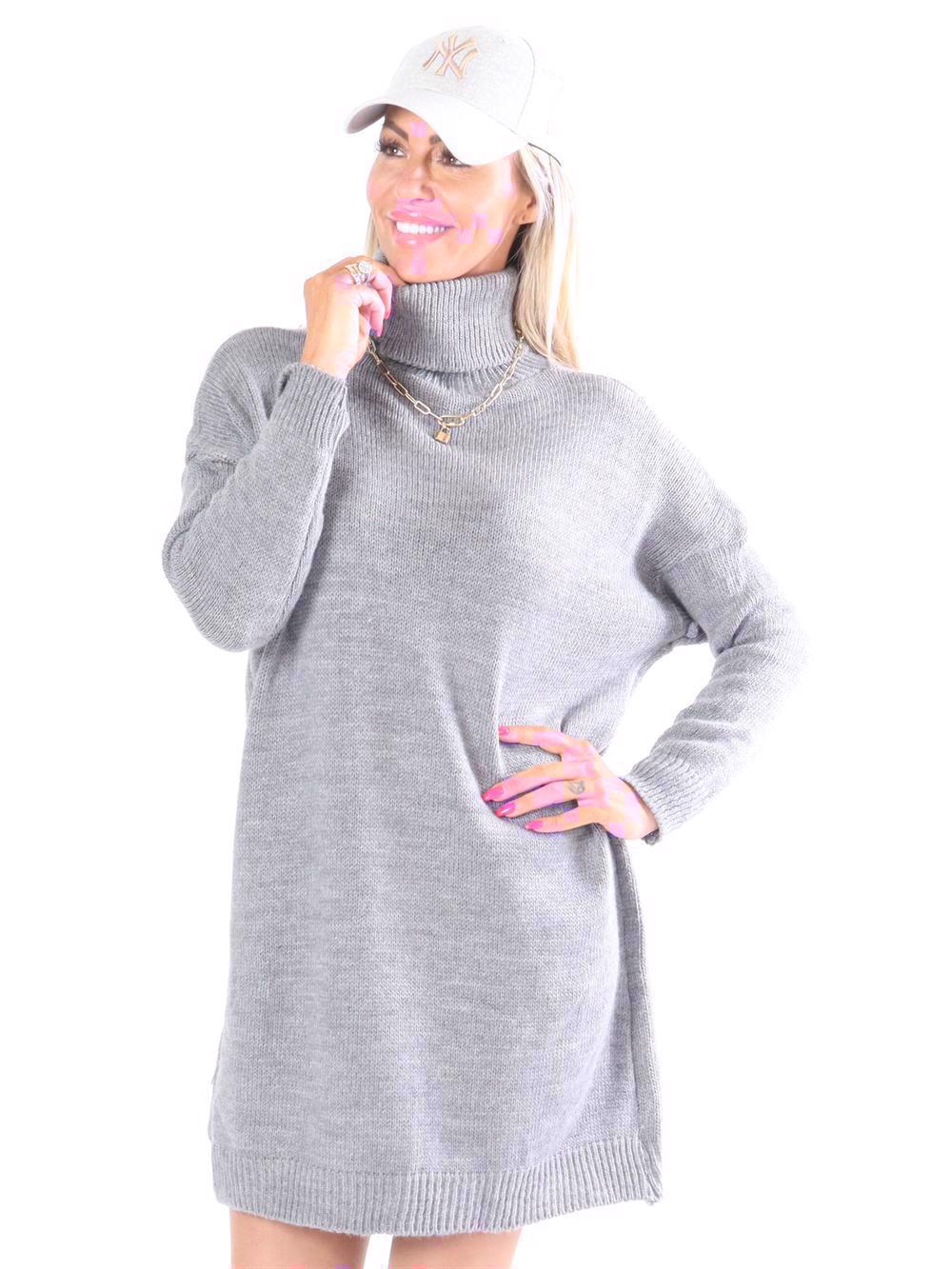 Miranda - Strikkjole med turtleneck